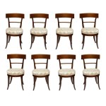 Set of eight walnut chairs - Naples, 19th century
