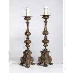 Pair of metal candlesticks - Italy, 20th century