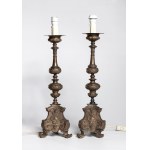 Pair of metal candlesticks - Italy, 20th century