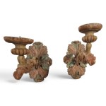 Pair of polychrome candleholders - 19th century