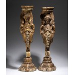Pair of gilded wooden candlesticks - 17th-18th centuries