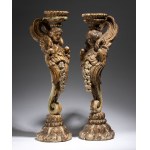 Pair of gilded wooden candlesticks - 17th-18th centuries