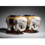 Pair of elephant-shaped terracotta vases - 20th century