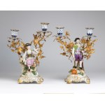 Pair of Capodimonte candlesticks - 19th century
