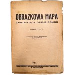 An illustrated historical map depicting the history of Poland, Kraków, ca. 1934