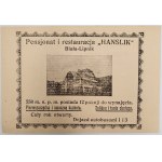 Advertising Print - HANSLIK Guesthouse and Restaurant, Biała - Lipnik / R. Rochowicz, Biała (Carpet Factory), Second Polish Republic era
