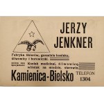 Advertisement - J. Jenkner, Tenement House - Bielsko (Pharmaceutical Factory) / B. Weiner, Cloth for Women and Men, Bielsko, Second Polish Republic era