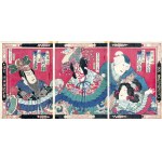 Toyohara Kunichika (1835–1900), Kabuki Actors—The Battle of Coxinga, published by Gusokuya Kahei, Tokyo, Japan, ca. 1870.