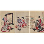 Toyohara Chikanobu (1838–1912), Poetry Contest at Chiyoda Castle, from the series: Inside Chiyoda Palace, published by Fukuda Hatsujiro, Japan, 1895