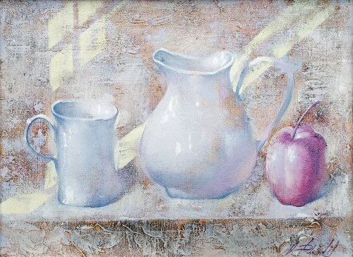 Alexander Dobrodiy (ur. 1960), Martwa natura z jabłkiem, 2014