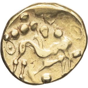 Ambiens / Belgium. Statère au flan court à la tête d'indien, classe I var. 2 ND (première moitié du Ier siècle avant J.-C.).