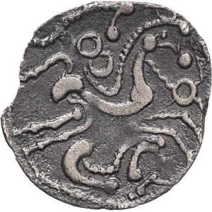 Ambiens / Ouest du Belgium. Lamellaire en argent, Classe I à l'hippocampe à droite, var. 2 (très stylisé) ND (Guerre des Gaules et IIe moitié du Ier siècle avant J.-C.).