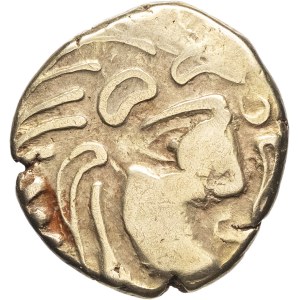Parisii. Stater, Class VII, short-edge type, var. 2 with the ND triskelion (first half of the 1st century B.C.).