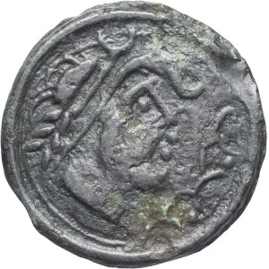 Parisii. Potin au cheval et au croissant, POT 27, classe 1c aux deux annelets, inédite ND (Guerre des Gaules et IIe moitié du Ier siècle avant J.-C.).
