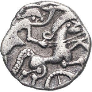 Armorique / Rédons. Statère au profil imberbe, classe I, var. 3, roue à 4 rayons ND (Ier s. av. J.-C.).