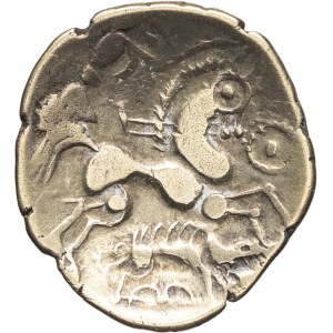 Aulerci Eburovices. Hemistater with a wild boar, var. 3 ND (early 1st century B.C. through the Gallic Wars).