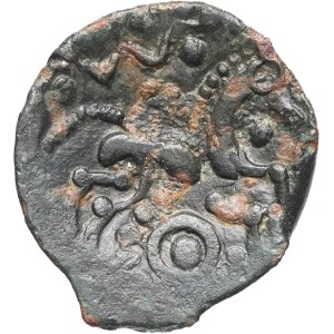 Aulerci Eburovices / Carnutes. Class I bronze coin “derived from the gold Eburovices types,” var. 2 ND (end of the Gallic Wars and pre-Augustan period).