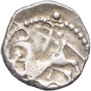 Bituriges Cubes. Quinar with fern and accompanying brush, no date (first third of the 1st century B.C.).