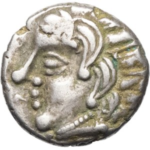 Bituriges Cubes. Drachme, type au loup et au cheval, classe II var. 1 ND (fin du IIe - début du Ier siècle avant J.-C.).
