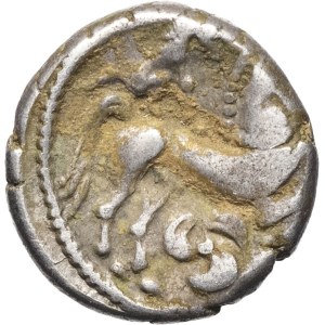 Bituriges Cubes. Drachme, type au loup et au cheval, classe II var. 1 ND (fin du IIe - début du Ier siècle avant J.-C.).