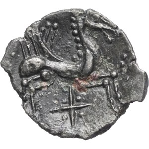 Carnutes. Bronze coin featuring a Pegasus and the ND cross (late first half of the 1st century B.C.).