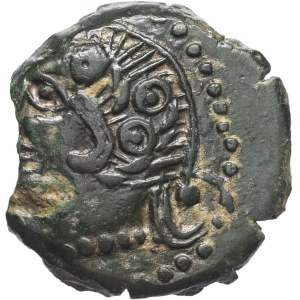 Carnutes. Bronze au cheval, au sanglier et la rouelle, CAR 18, Classe 1 ND (seconde moitié du Ier siècle avant J.-C.).