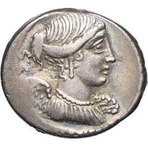 T. Carisius. Denár ND (46 pred n. l.), Rím.