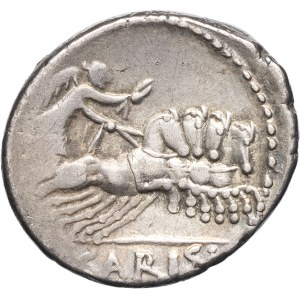 T. Carisius. Denár ND (46 pred n. l.), Rím.