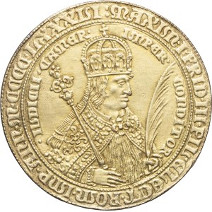 Holy Roman Empire (962–1806). Gold medal, known as the Prague Jewish Medal (Judenmedaille), Mary of Burgundy and Maximilian I, 1486 (1620–1650, modern cast), Prague.