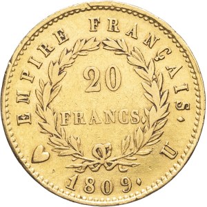 First Empire / Napoleon I (1804–1814). 20 francs Empire, 1809, U, Turin.