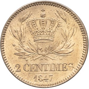 Louis-Philippe Ier (1830-1848). Essai de 2 centimes à la couronne 1847, Paris.