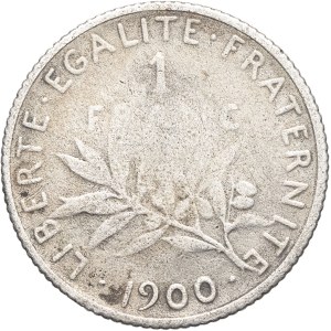 Terza Repubblica (1870-1940). 1 franco “La Semeuse” del 1900, Parigi.