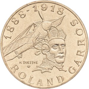 Fifth Republic (1958–present). 10-franc trial coin, Roland Garros 1988, Pessac.