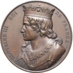 MEDALS - Numismatic Gallery of the Kings of France. Medal depicting Clothar III, 13th King of France, by Caqué, 1840, Paris.