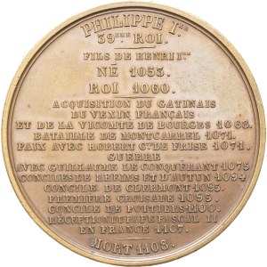 MEDALS - Numismatic Gallery of the Kings of France. Medal depicting Philip I, 39th King of France, by Caqué, 1838, Paris.