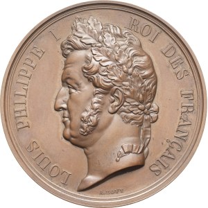 MÉDAILLES - France, Louis-Philippe Ier (1830-1848). Médaille, construction des bâtiments de l’école normale, par A. Bovy 1841, Paris.