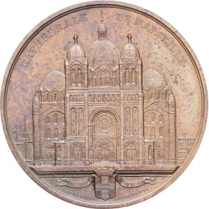 MEDALS - France, Napoleon III (1852–1870). Medal commemorating the laying of the cornerstone of Marseille Cathedral, by E. A. Oudiné, 1855, Paris.