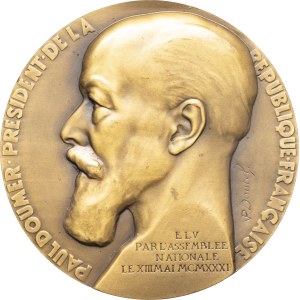 MÉDAILLES - France, Présidents de la République. Médaille, Paul Doumer élu président de la République, par Victor Dautel 1932, Paris.
