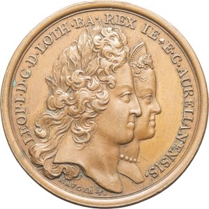 MEDALS - Lorraine. Leopold I (1690–1729). Medal commemorating the birth of Louis of Lorraine, heir apparent to Lorraine and Bar, on January 28, 1704, by Mauger, 1704, Paris.