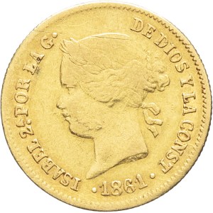 Isabelle II (1833–1868). 1 peso, 1861, Manila.