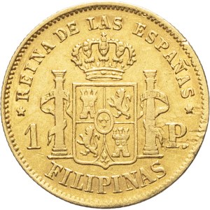 Isabelle II (1833–1868). 1 peso, 1861, Manila.