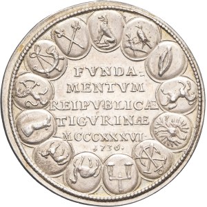 Zurich (canton de). Médaille, 400 ans de la constitution de Rudolf Brun 1736.