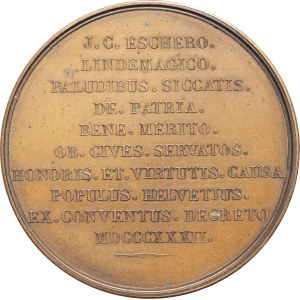 Zurich (canton de). Médaille, Johan Conrad Escher von der Linth, par A. Bovy 1823, Genève.