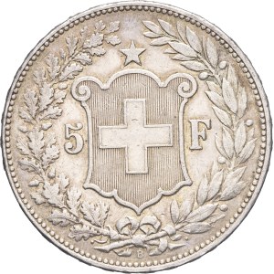Swiss Confederation (1848–present). 5 francs, Head of Helvetia, 1900, B, Bern.