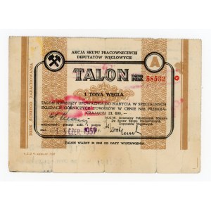Talon za 1 tonę węgla - do specjalnych sklepów górniczych, 1957 (564)