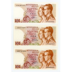 Belgicko, 50 frankov, 1966, sada 3 rôznych variácií. Spolu 3 ks. (595)
