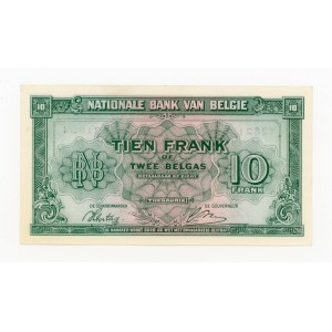 Belgium, 10 francs = 2 Belgas, 1943 (601)