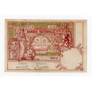 Belgicko, 20 frankov, 1919 (604)