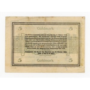Německo, Braunschweig, 5 zlatých marek 1923 (654)