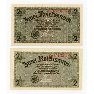 Germany, set of 2 Reichsmarks (1939–1945) — 7- and 8-digit serial numbers (665)